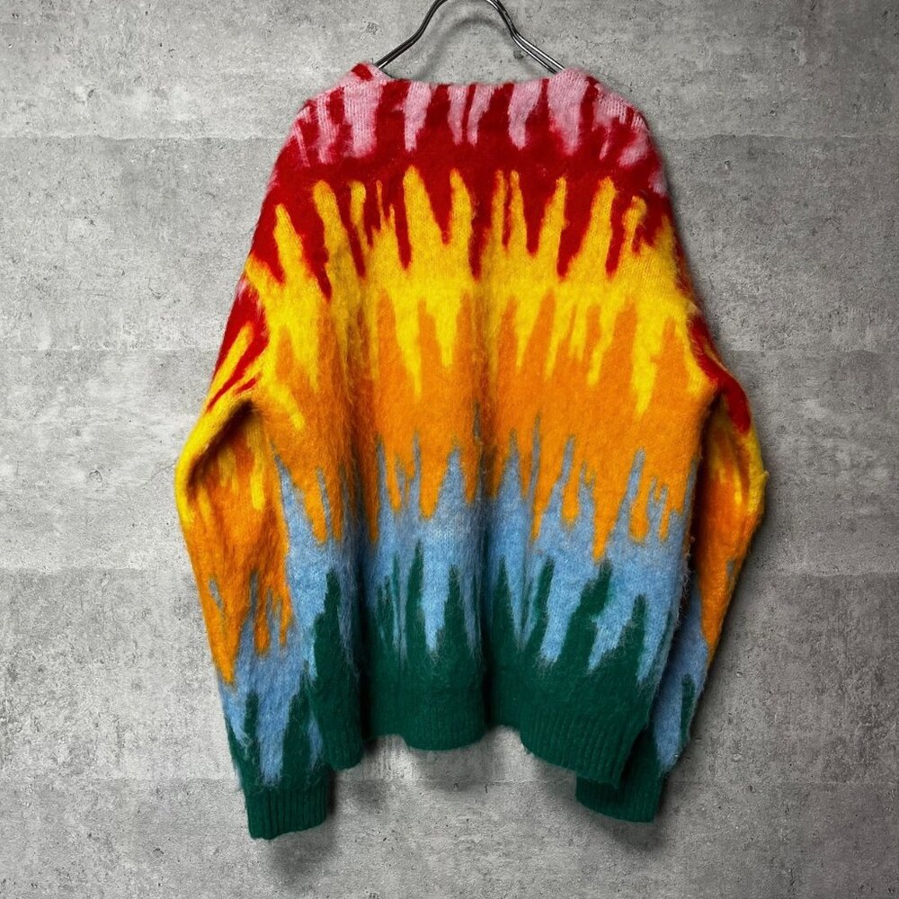 ZARA V-Neck Brushed Shag Cardigan, Vibrant Multicolor All-Over Print, Sz S-M - Picture 5 of 11